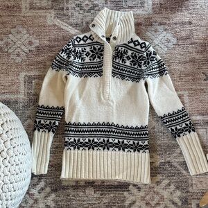 J. Crew Cream and Black Turtleneck Sweater